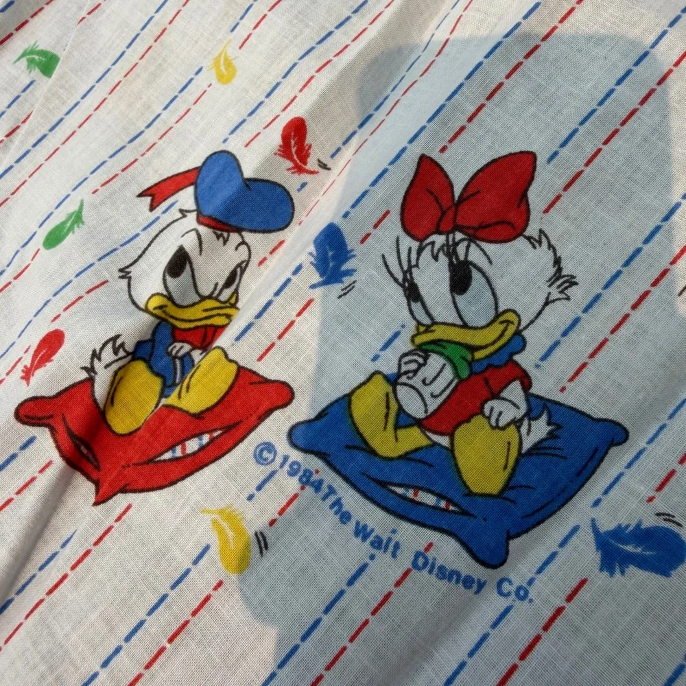 VTG  1984 Dundee Disney Baby Donald Daisy Duck Crib Sheet 100% Cotton USA Made